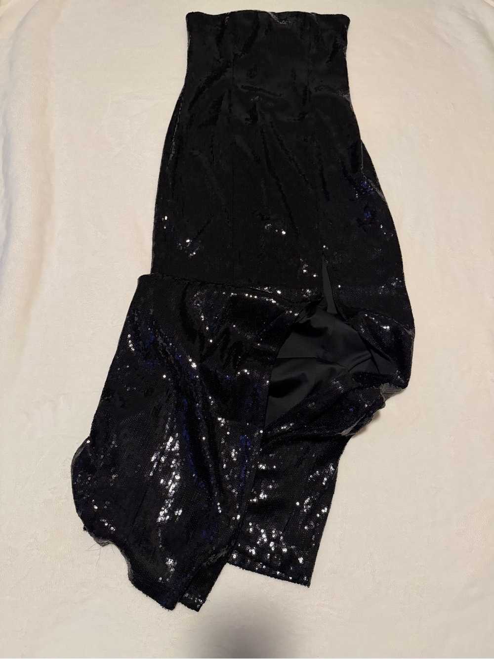 Chelsea28 Black Sequin Strapless Maxi Dress Gown Side Slit Formal Small NWT